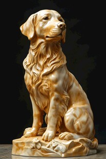 黄棕犬雕像 精致艺术之作