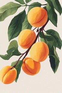 枝头黄杏绿叶相伴