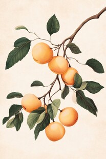 枝头金杏 绿叶相伴