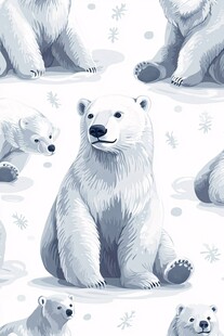 北极熊可爱图案无缝背景