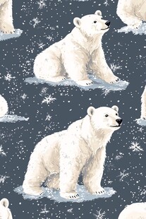 北极熊雪地无缝图案背景