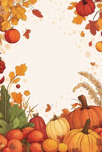 秋季丰收蔬果装饰插画