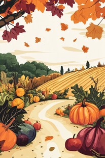 秋日田园丰收美景图