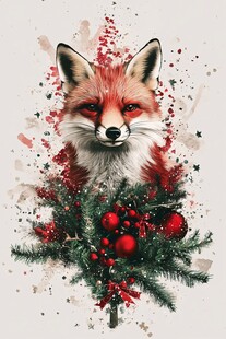 圣诞狐狸 节日与自然的融合