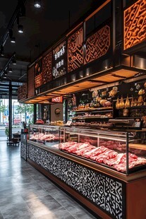 中式风格的肉类熟食售卖区
