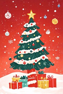 圣诞树下的礼物与装饰