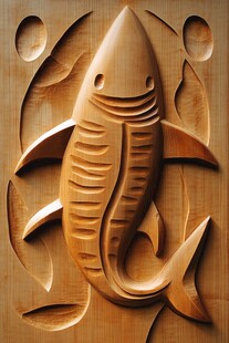 木雕鲨鱼造型艺术品