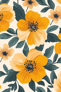 黄色花卉无缝图案设计