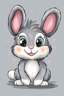 可爱小灰兔插画