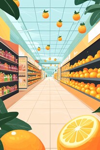 超市内的缤纷橙子世界