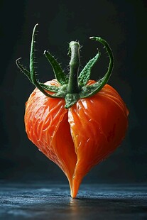 奇特心形裂口番茄特写