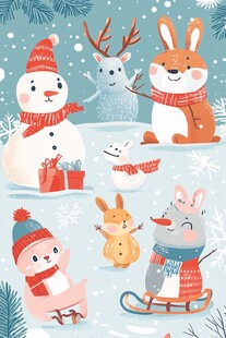 冬日萌宠的欢乐冰雪派对