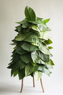 独特绿叶堆叠植物造型