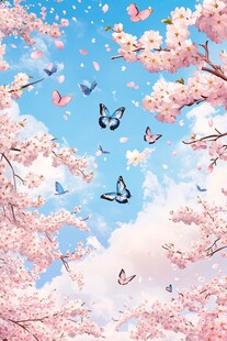 春日樱花与蝶的梦幻图景