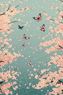 春日樱花与蝶的浪漫图景