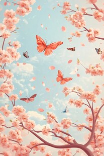 春日樱花与蝶的梦幻图景