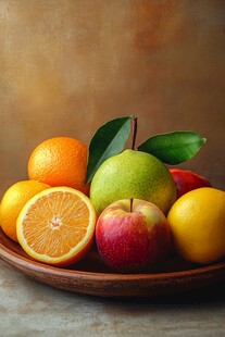 果盘里的多彩新鲜水果