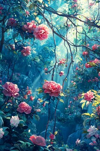 梦幻蔷薇森林的光影之美