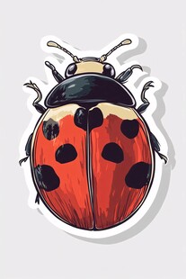 卡通瓢虫贴纸图案设计