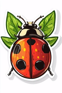 可爱瓢虫插画贴纸