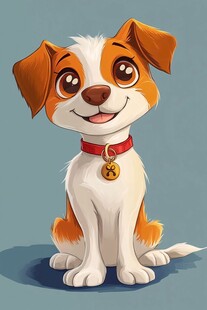 可爱卡通小狗乖巧坐着