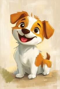 可爱卡通小狗咧嘴笑