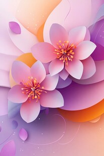 梦幻双色花朵插画背景