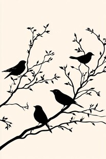 枝头小鸟剪影