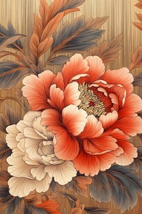 复古风牡丹花卉装饰画