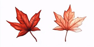 两片枫叶插画