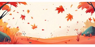 秋日枫叶飘落的唯美场景