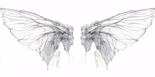 手绘幻想风格天使翅膀图案