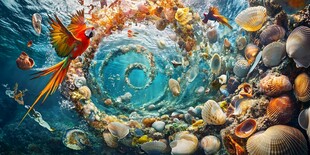 梦幻海洋生物与多彩鹦鹉世界