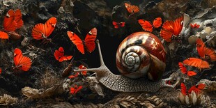 蜗牛与红蝶 自然梦幻一幕