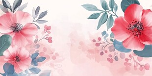 粉色花卉水彩背景图