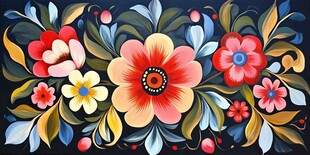 绚丽多彩花卉图案装饰画