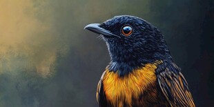 黑黄相间鸟的特写肖像