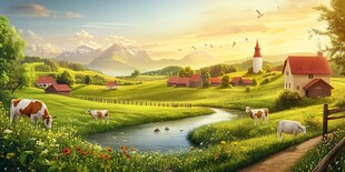 田园牧歌般的乡村美景