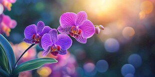 夕阳下的梦幻紫色蝴蝶兰