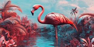 梦幻火烈鸟的热带水域风光