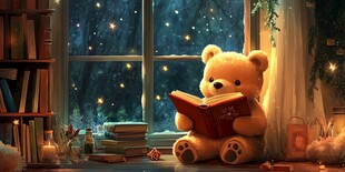 小熊夜读 温馨静谧的独处时光
