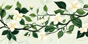 茉莉花枝插画