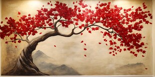 中式红枫墙面艺术装饰画