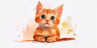 可爱橘猫插画 萌态十足