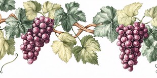 葡萄藤上的紫葡萄与绿叶