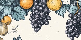 手绘水果与绿叶装饰图案