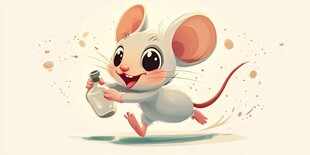 快乐小老鼠持瓶奔跑