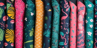 多彩印花布料展示