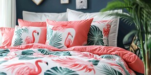火烈鸟图案床品营造清新氛围