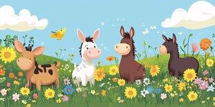 田野中的可爱毛驴们